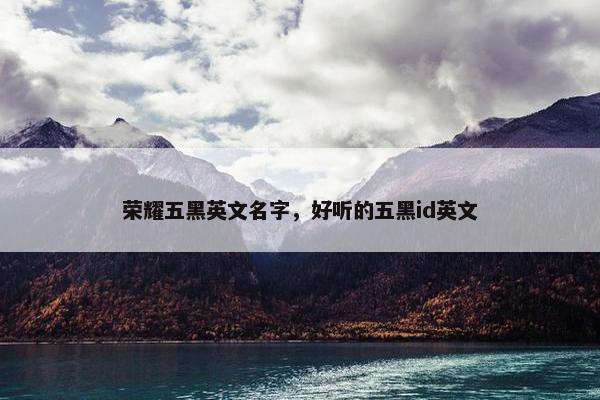 荣耀五黑英文名字，好听的五黑id英文