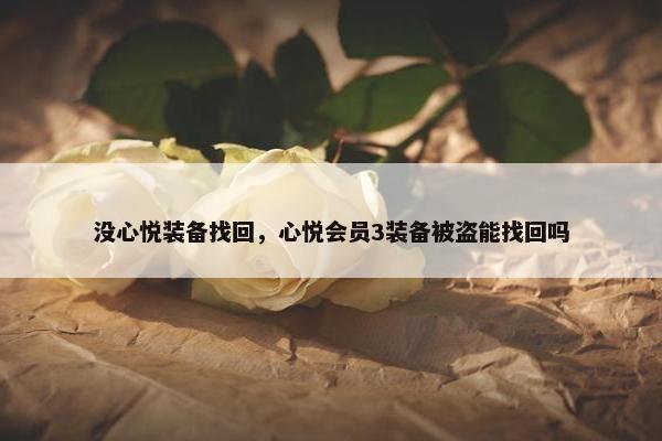 没心悦装备找回，心悦会员3装备被盗能找回吗