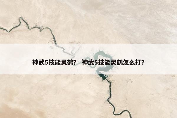 神武5技能灵鹤？ 神武5技能灵鹤怎么打？