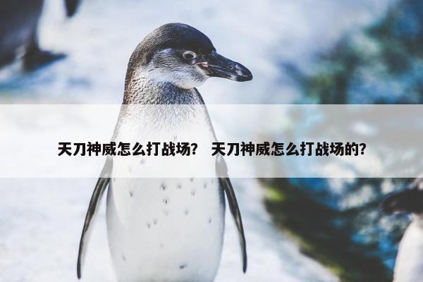 天刀神威怎么打战场？ 天刀神威怎么打战场的？
