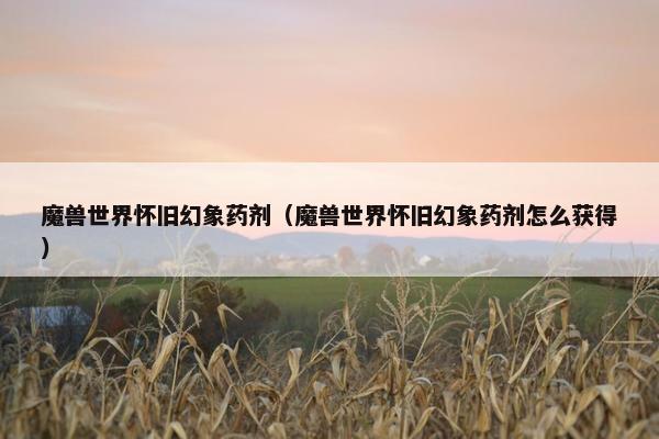 魔兽世界怀旧幻象药剂（魔兽世界怀旧幻象药剂怎么获得）