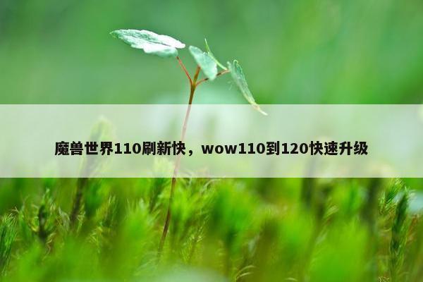 魔兽世界110刷新快，wow110到120快速升级