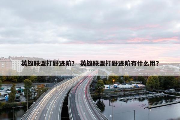 英雄联盟打野进阶？ 英雄联盟打野进阶有什么用？