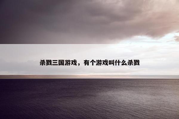 杀戮三国游戏，有个游戏叫什么杀戮