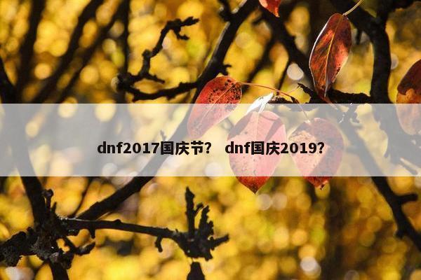 dnf2017国庆节？ dnf国庆2019？