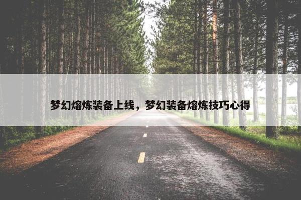 梦幻熔炼装备上线，梦幻装备熔炼技巧心得