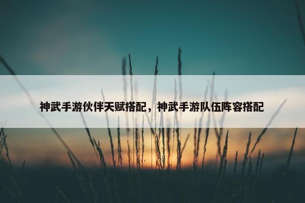 神武手游伙伴天赋搭配，神武手游队伍阵容搭配