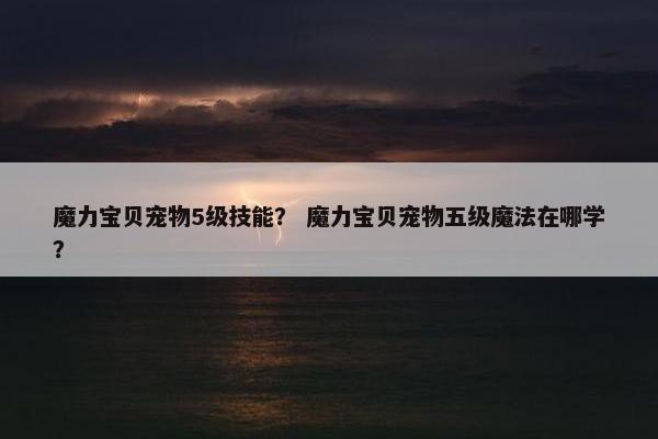 魔力宝贝宠物5级技能？ 魔力宝贝宠物五级魔法在哪学？