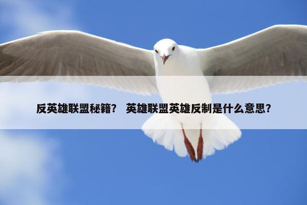 反英雄联盟秘籍？ 英雄联盟英雄反制是什么意思？