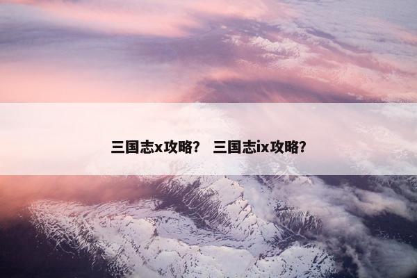 三国志x攻略？ 三国志ix攻略？