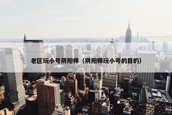 老区玩小号阴阳师（阴阳师玩小号的目的）