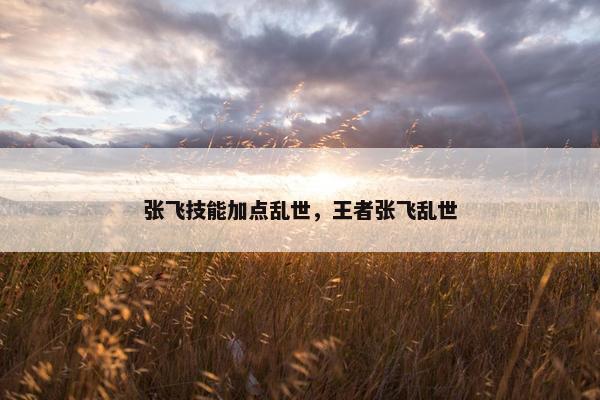 张飞技能加点乱世，王者张飞乱世