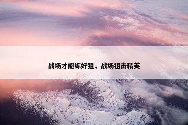 战场才能练好狙，战场狙击精英