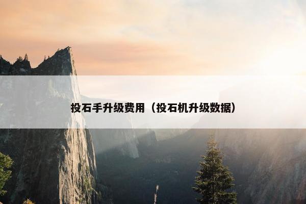 投石手升级费用（投石机升级数据）