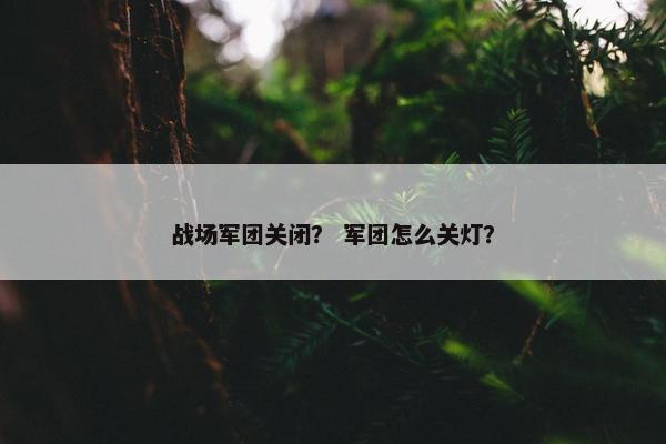 战场军团关闭？ 军团怎么关灯？