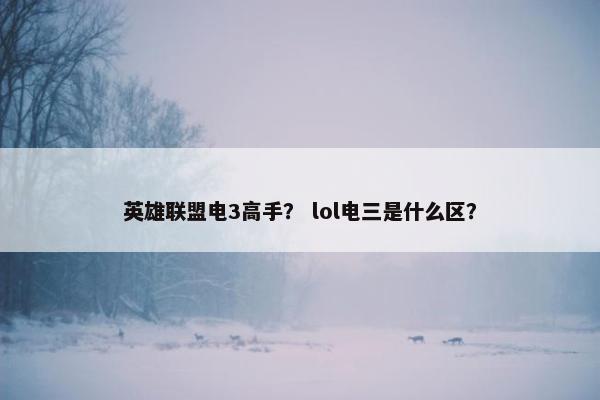 英雄联盟电3高手？ lol电三是什么区？