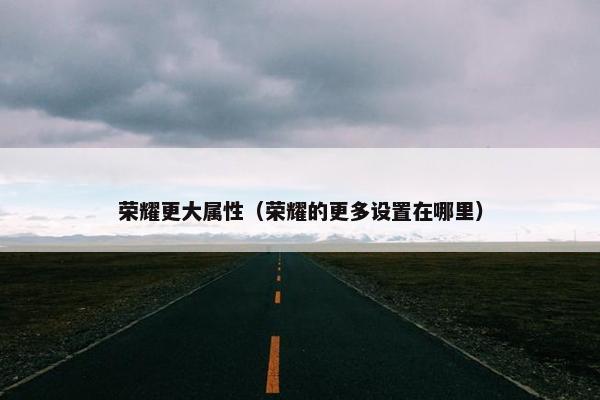 荣耀更大属性（荣耀的更多设置在哪里）
