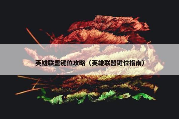 英雄联盟键位攻略（英雄联盟键位指南）