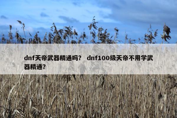 dnf天帝武器精通吗？ dnf100级天帝不用学武器精通？