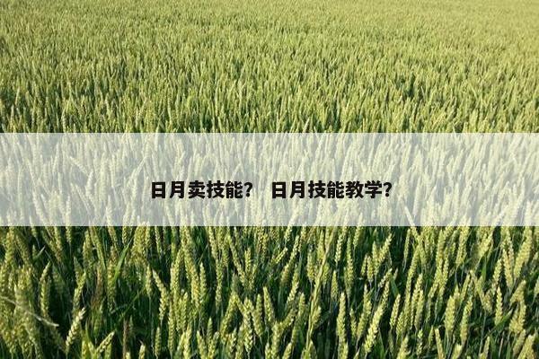 日月卖技能？ 日月技能教学？