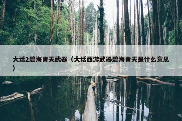 大话2碧海青天武器（大话西游武器碧海青天是什么意思）