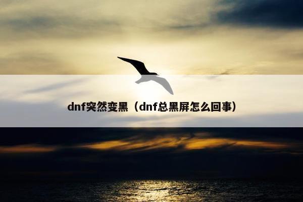 dnf突然变黑（dnf总黑屏怎么回事）