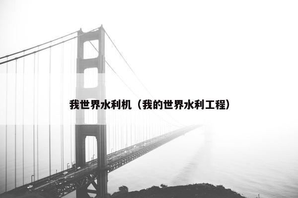 我世界水利机（我的世界水利工程）