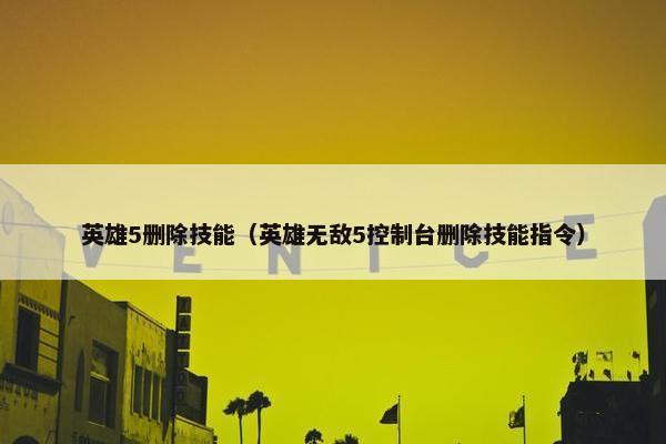 英雄5删除技能（英雄无敌5控制台删除技能指令）