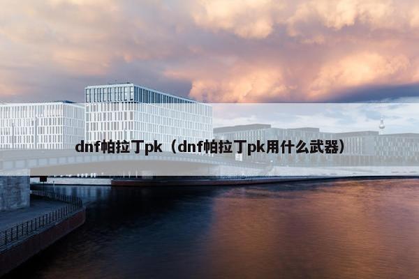 dnf帕拉丁pk（dnf帕拉丁pk用什么武器）