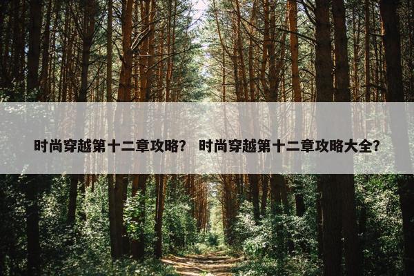 时尚穿越第十二章攻略？ 时尚穿越第十二章攻略大全？