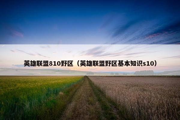 英雄联盟810野区（英雄联盟野区基本知识s10）