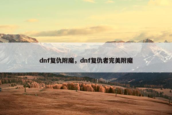 dnf复仇附魔，dnf复仇者完美附魔