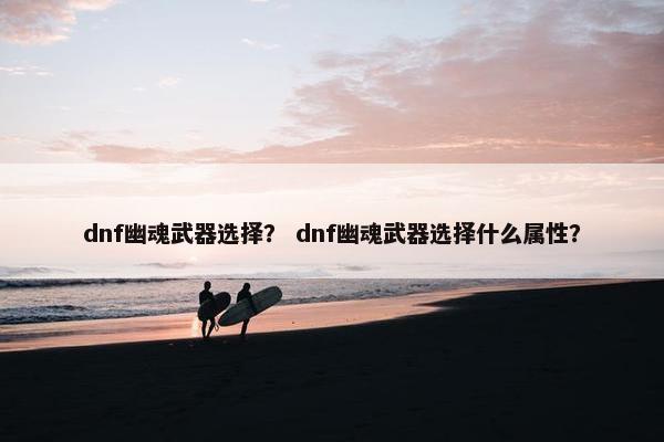 dnf幽魂武器选择？ dnf幽魂武器选择什么属性？