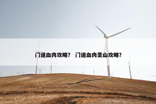 门道血肉攻略？ 门道血肉圣山攻略？