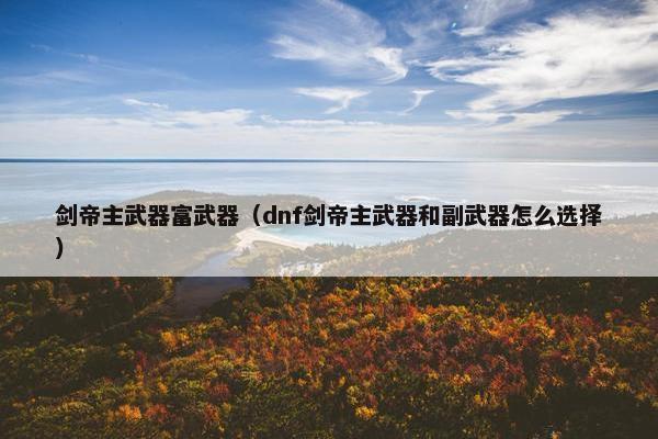 剑帝主武器富武器（dnf剑帝主武器和副武器怎么选择）