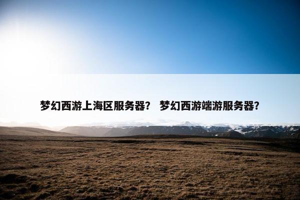梦幻西游上海区服务器？ 梦幻西游端游服务器？