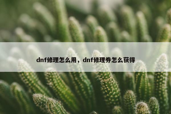dnf修理怎么用，dnf修理券怎么获得