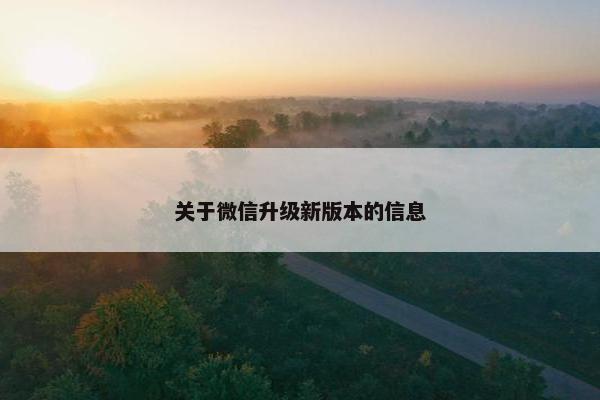 关于微信升级新版本的信息