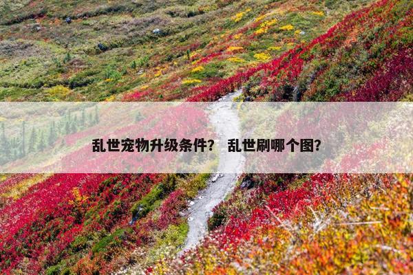 乱世宠物升级条件？ 乱世刷哪个图？