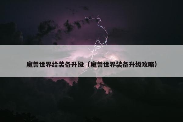 魔兽世界给装备升级（魔兽世界装备升级攻略）