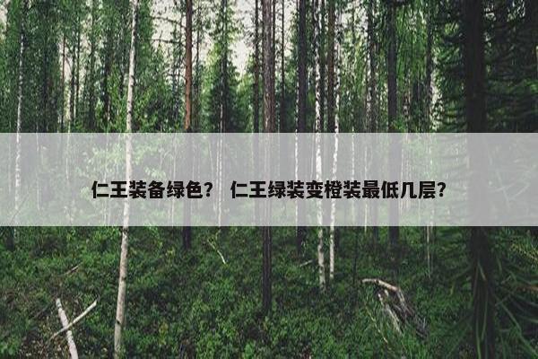 仁王装备绿色？ 仁王绿装变橙装最低几层？