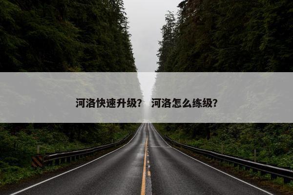 河洛快速升级？ 河洛怎么练级？