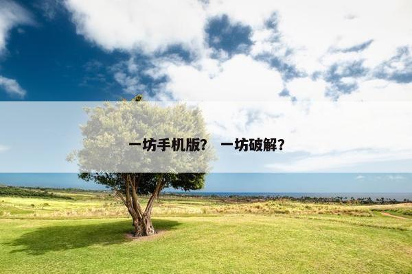 一坊手机版？ 一坊破解？