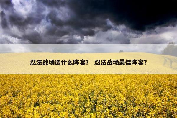 忍法战场选什么阵容？ 忍法战场最佳阵容？