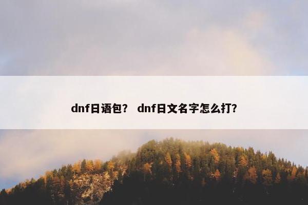 dnf日语包？ dnf日文名字怎么打？