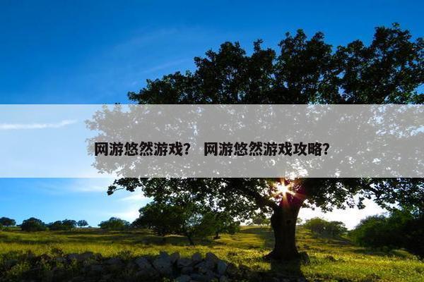 网游悠然游戏？ 网游悠然游戏攻略？