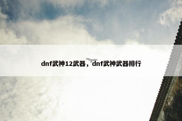 dnf武神12武器，dnf武神武器排行