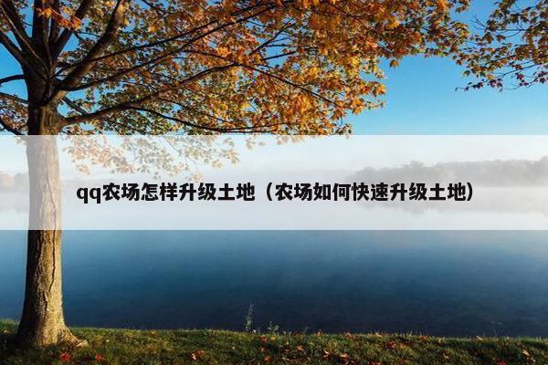 qq农场怎样升级土地（农场如何快速升级土地）