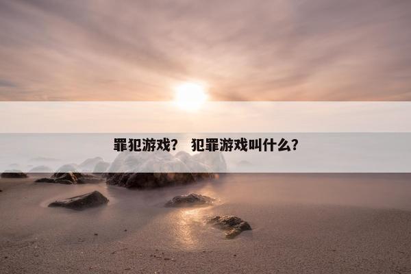 罪犯游戏？ 犯罪游戏叫什么？