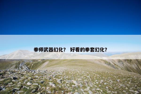 拳师武器幻化？ 好看的拳套幻化？
